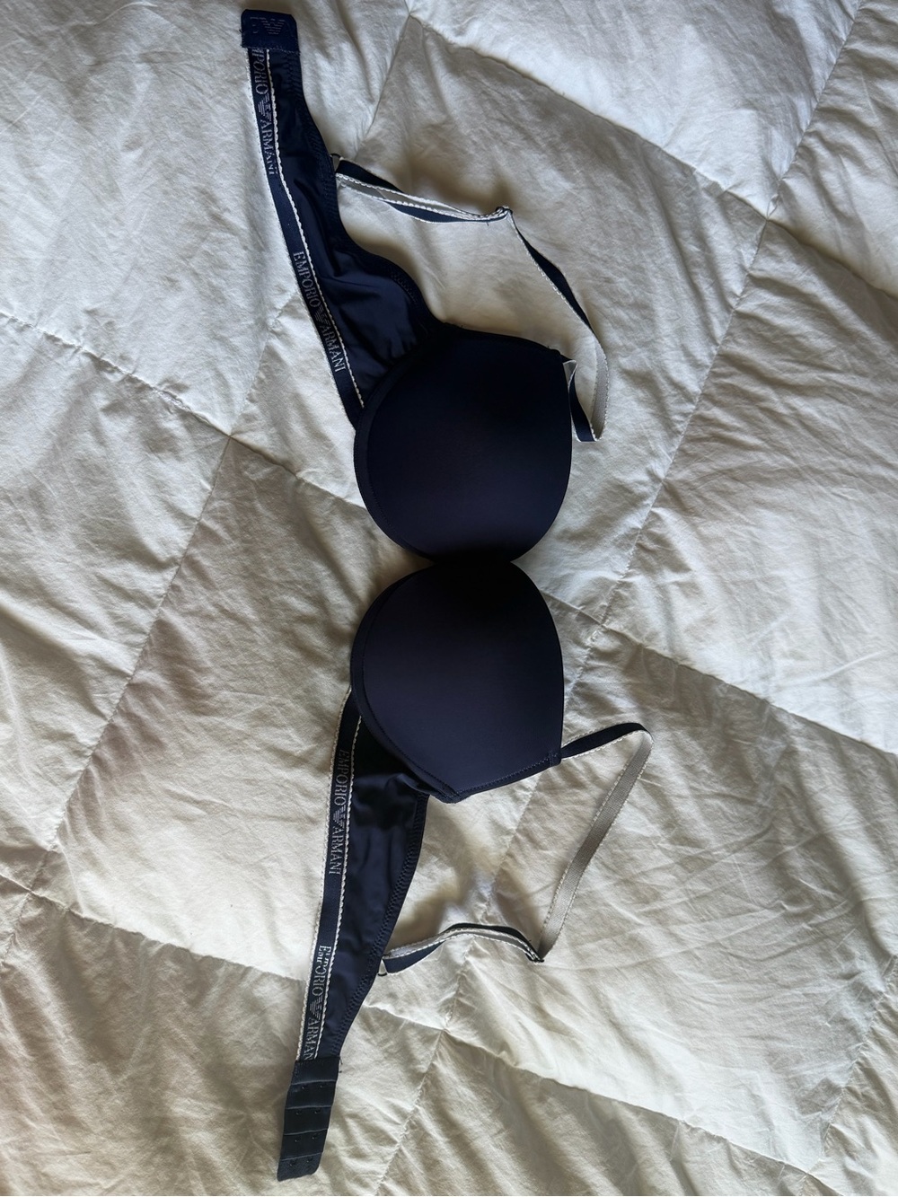 Emporio Armani Navy and Silver Logo Bra Band